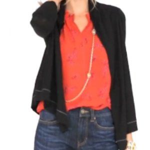Cabi winsome open front cardigan NWT BLACK WHITE DETAIL cotton blend office
